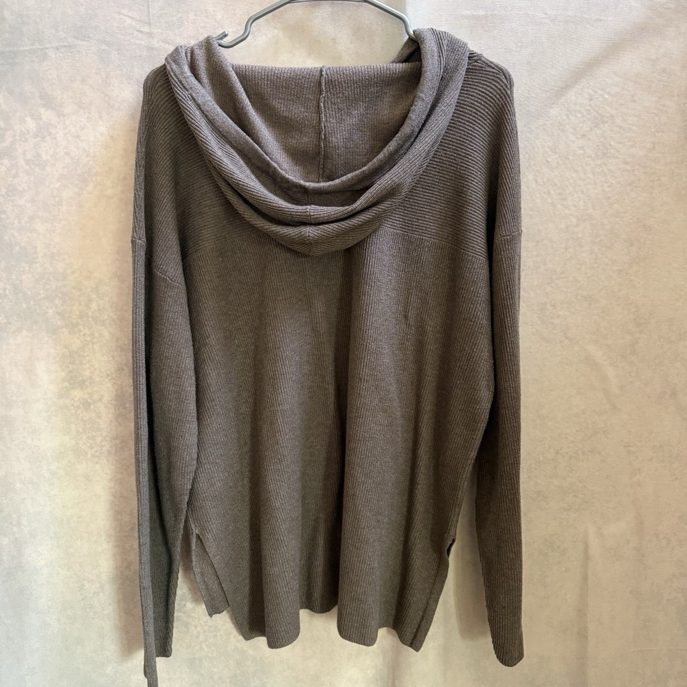 Soma Weekend Sweater Women BROWN Ribbed Hoodie Stretch Comfy Casual Pullover XL - Picture 5 of 13